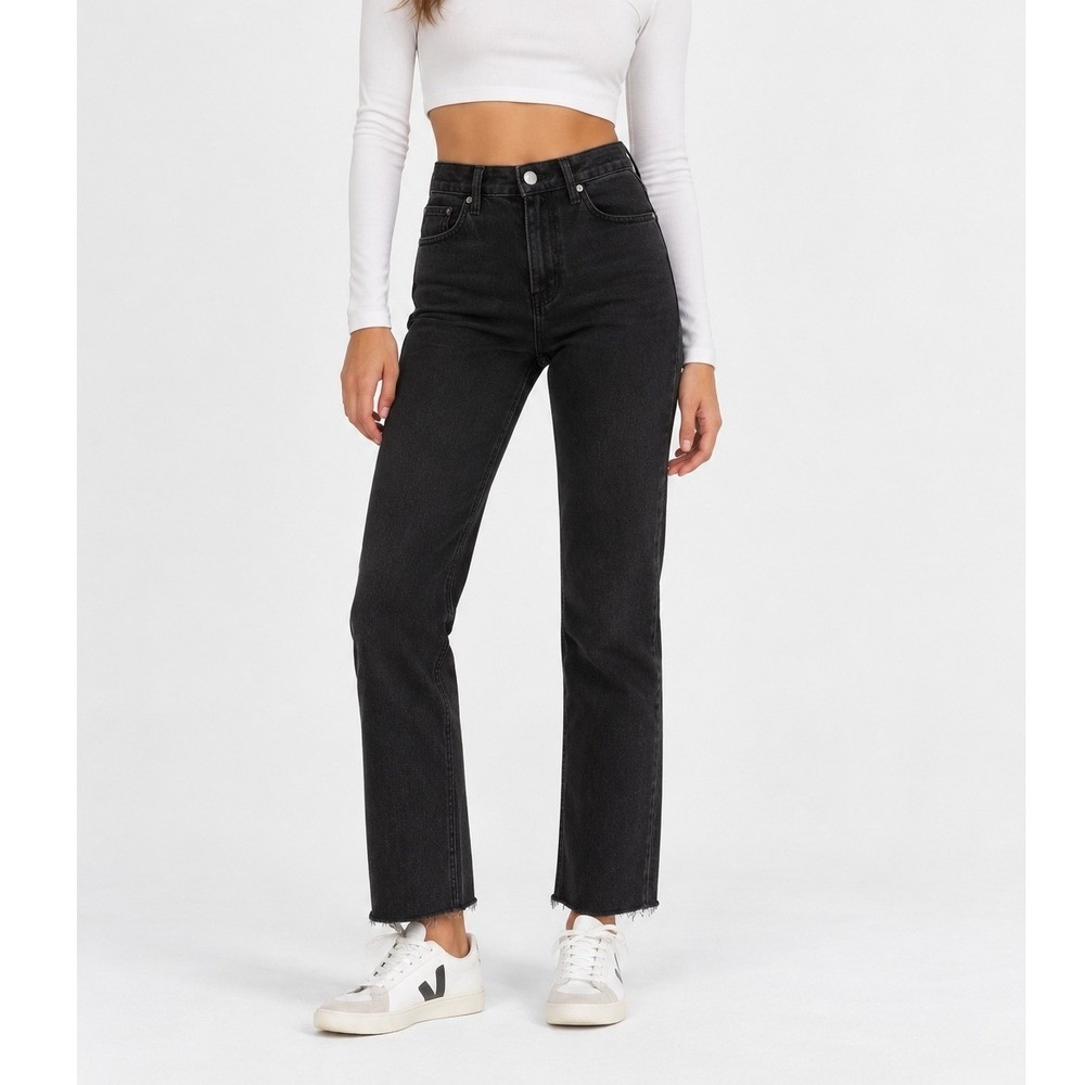 PacSun Dad Jeans Women's 25 Black High Rise Straight Leg Casual Denim